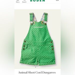 New Mini-Boden Frog Overalls, size 3-4